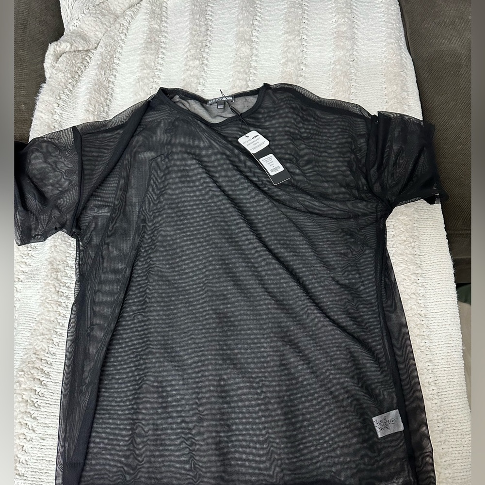 Fashion Nova see-through tee black